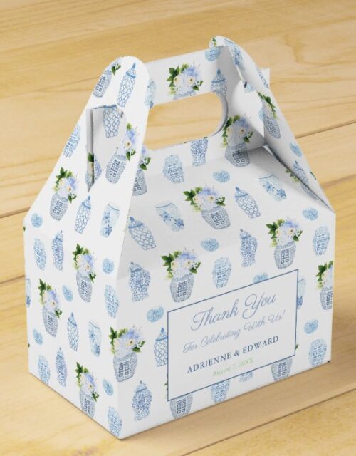 Chinoiserie Chic Chartreuse Navy Wedding Shower Favor Box