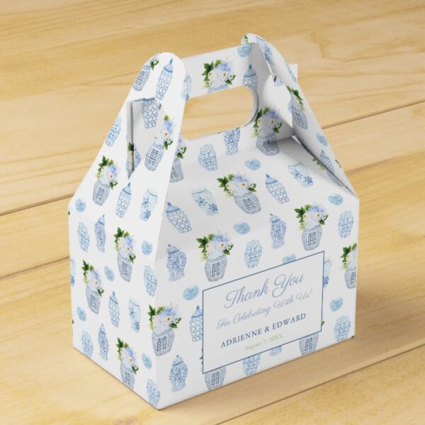 Chinoiserie Chic Chartreuse Navy Wedding Shower Favor Box