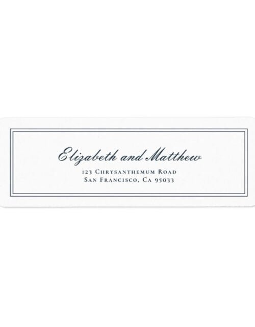 Classic and Simple Elegant Wedding Return Address Label