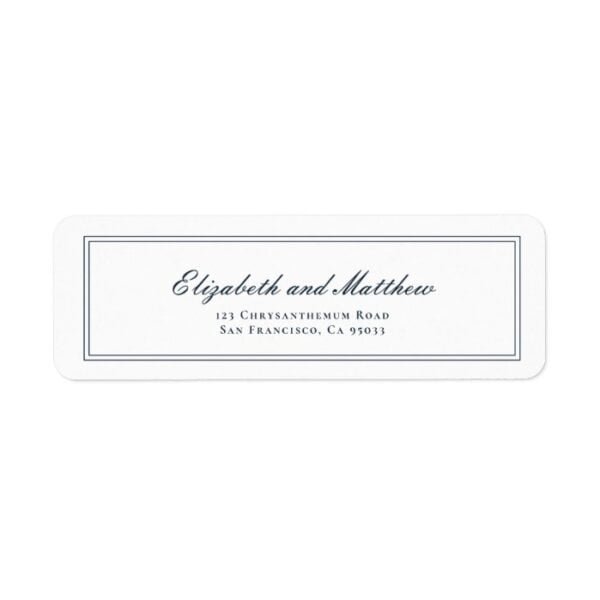 Classic and Simple Elegant Wedding Return Address Label