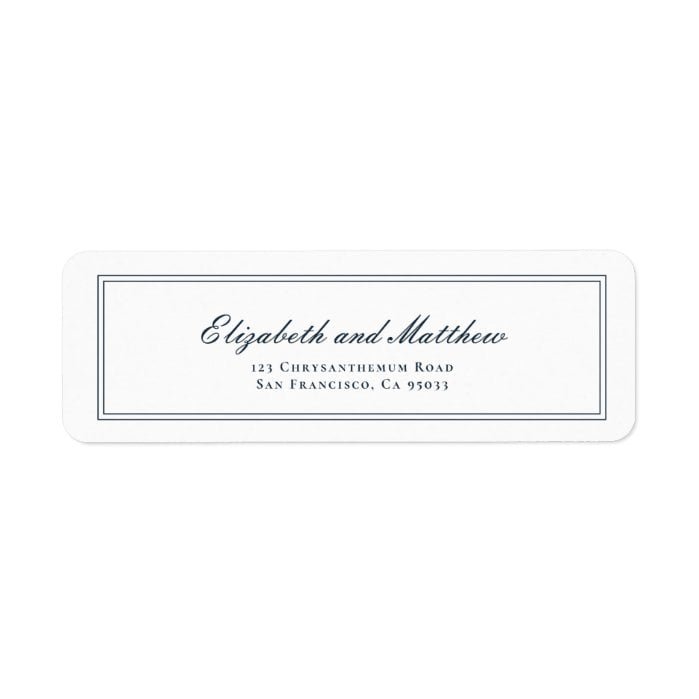 Classic and Simple Elegant Wedding Return Address Label