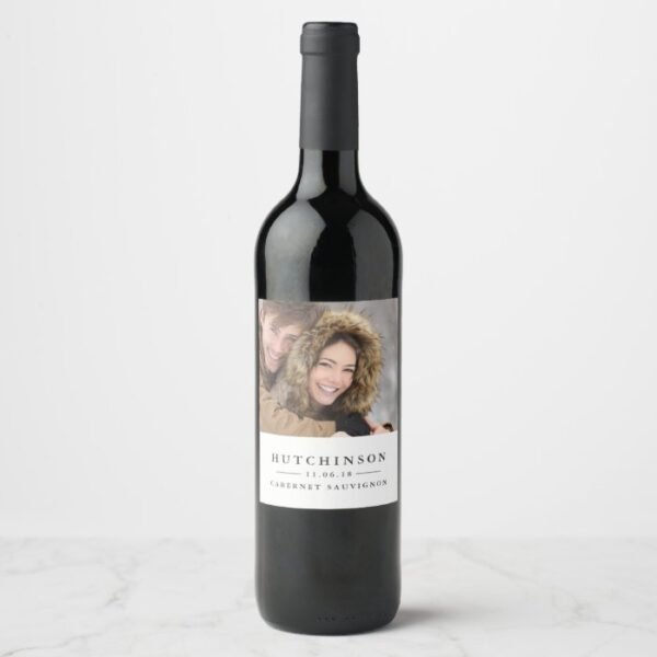 Classic Elegant Wedding Favor Photo Wine Labels