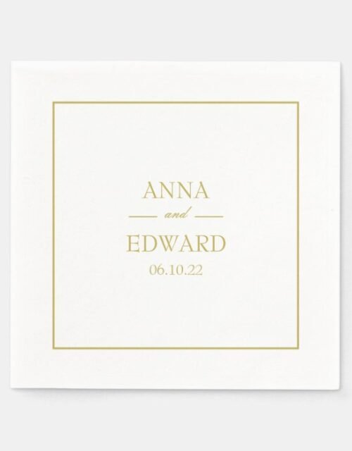 Classic Gold Block Bride and Groom Wedding Napkins