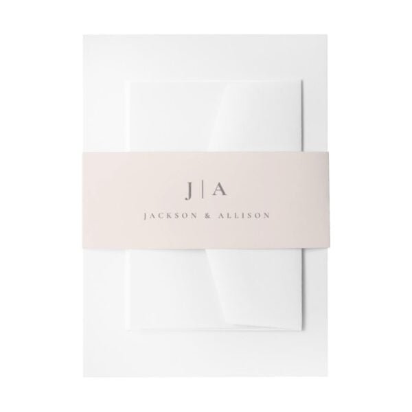 Classic monogram wedding bellyband invitation belly band