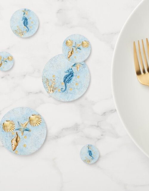 Coastal Chic | Blue and Gold Coral Reef Confetti
