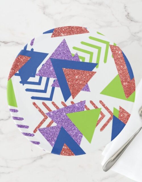 Colorful 80s Palette | Bright 90s Pattern Abstract Cake Stand