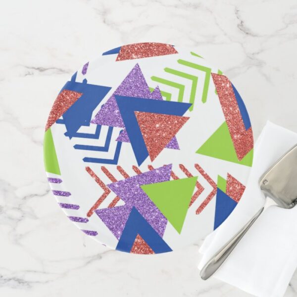Colorful 80s Palette | Bright 90s Pattern Abstract Cake Stand