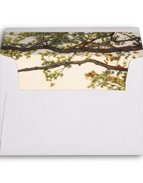 Colorful Fall Tree Leaves and Branches Rustic Envelope