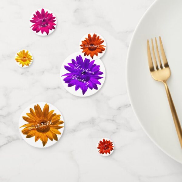 Colorful Floral Collage Modern Vivid Wedding Theme Confetti