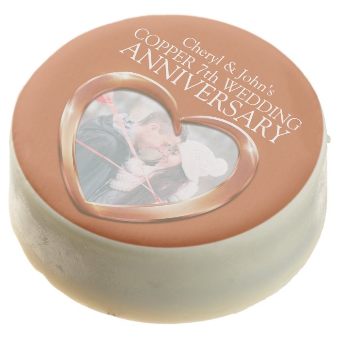 Copper 7th Wedding Anniversary photo heart treats Chocolate Dipped Oreo