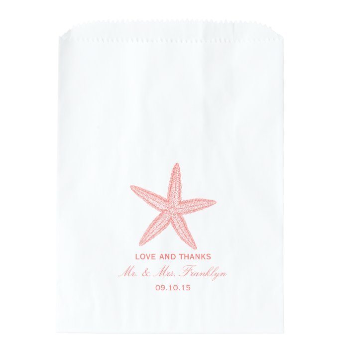 Coral Starfish Beach Wedding Favor Bag