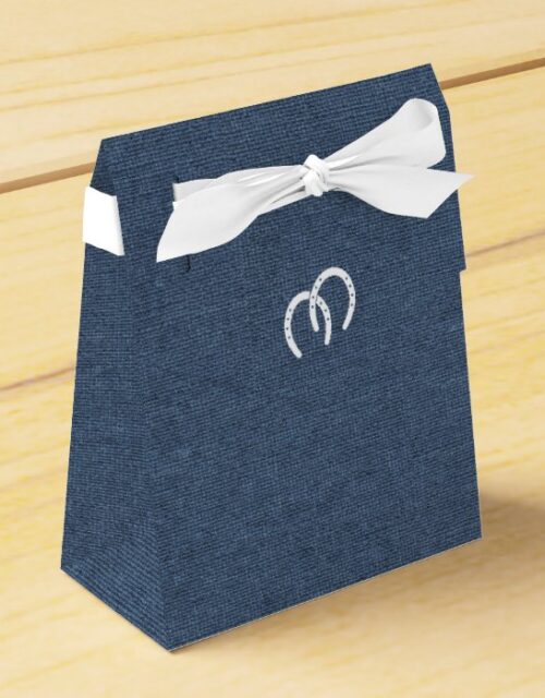 Country Blue Denim and Horseshoes Favor Box