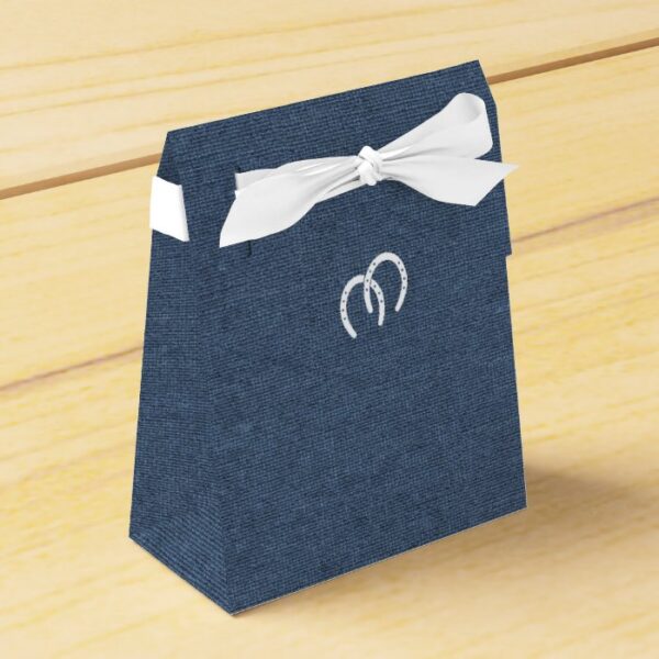 Country Blue Denim and Horseshoes Favor Box