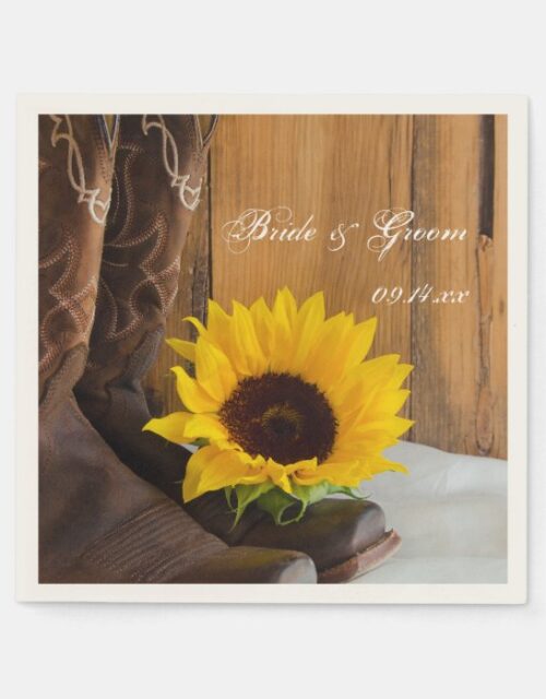 Country Sunflower Western Wedding Paper Napkins