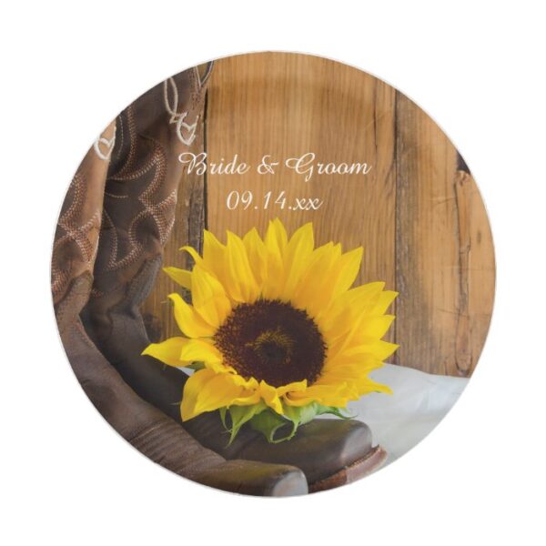 Country Sunflower Western Wedding Paper Plate