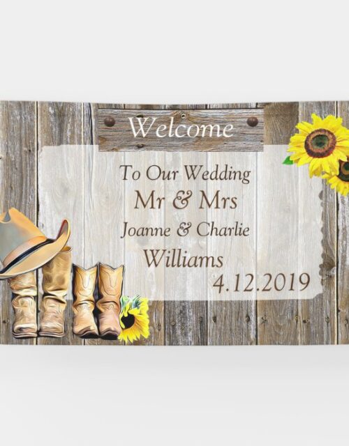 Cowboy Boots and Sunflower Wedding Banner