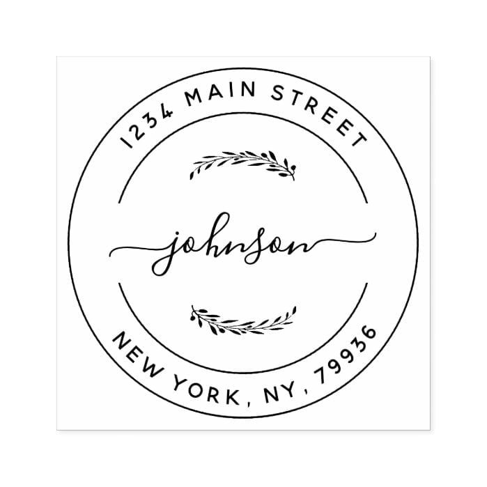 Create Your Own Modern Round Return Return Address Rubber Stamp