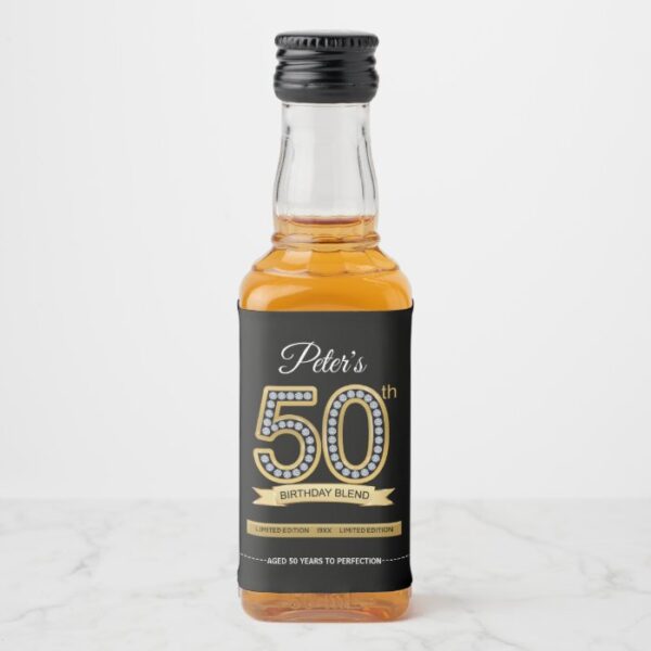 Custom 50th Birthday Party Mini Liquor Favor Label