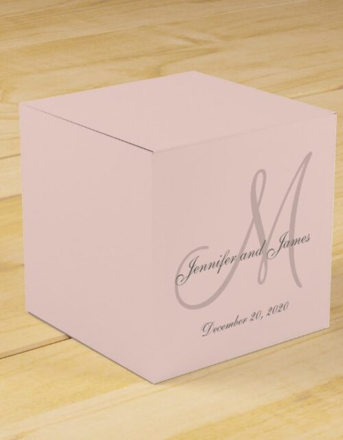 Custom Blush Pink Colored Monogram Favor Box