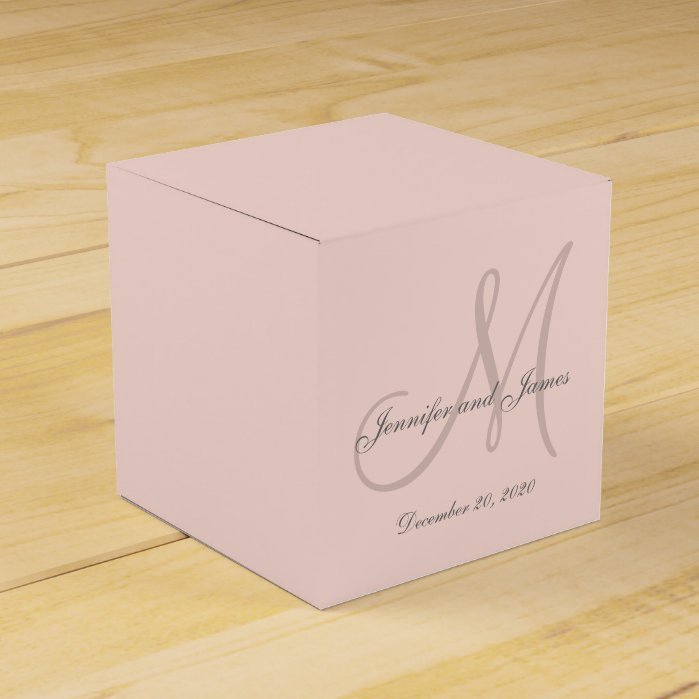 Custom Blush Pink Colored Monogram Favor Box