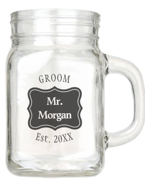 Custom bride and groom wedding mason jar mugs