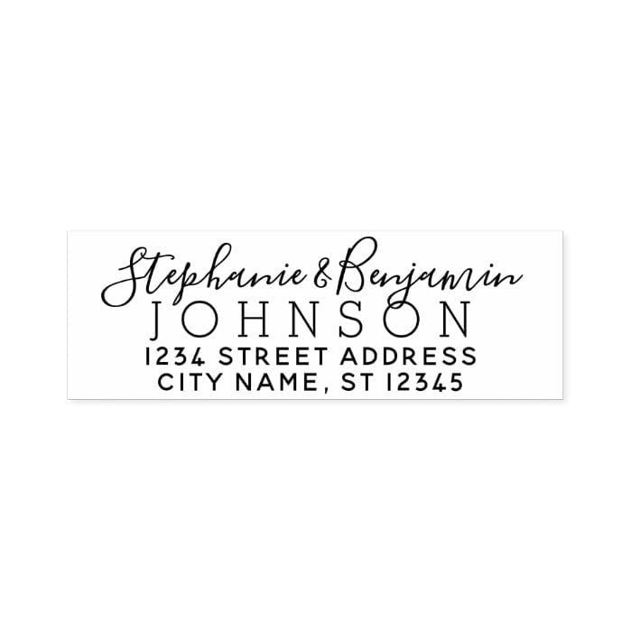 Custom Bride Groom and Return Address Self-inking Stamp