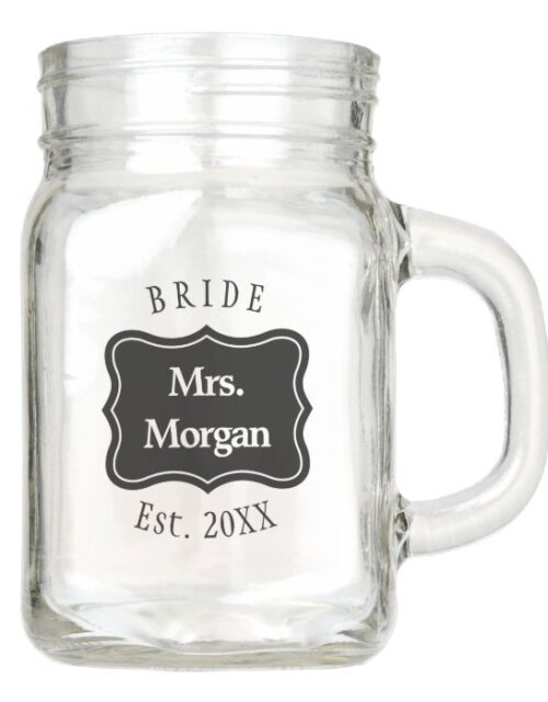Custom bride & groom couple wedding mason jar mug