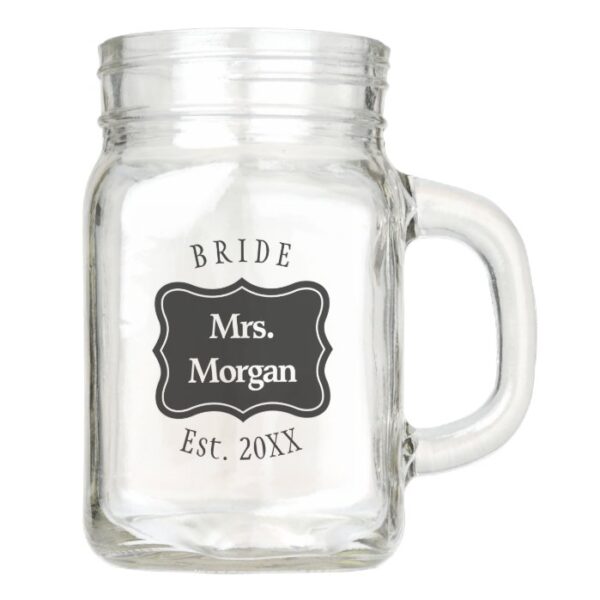 Custom bride & groom couple wedding mason jar mug