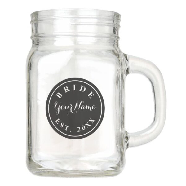 Custom bride wedding mason jar handle mug