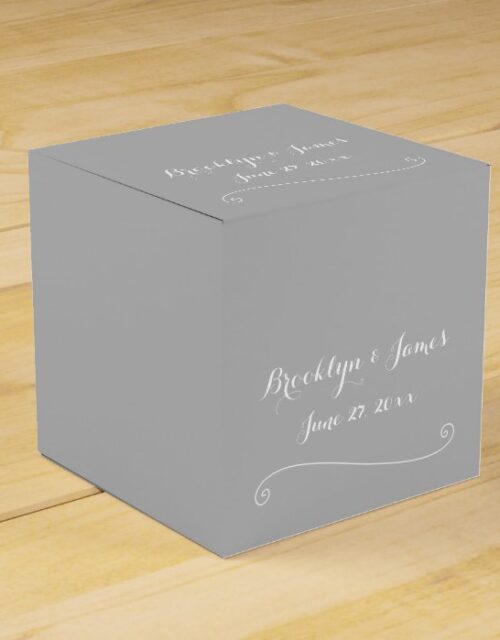 Custom Elegant Grey White Wedding Favor Boxes