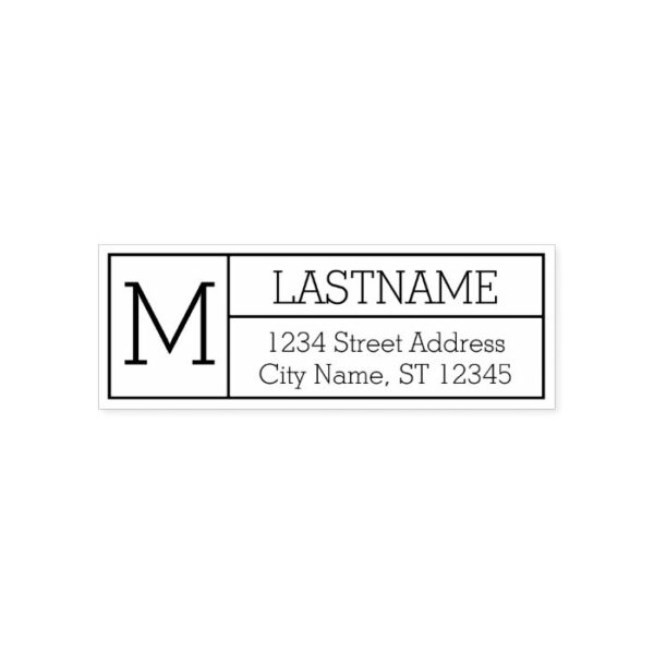 Custom Family Monogram Return Address - Stymie Self-inking Stamp
