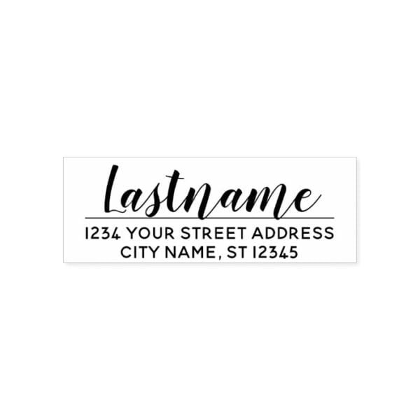 Custom Family Name and Return Address Handwritten Self-inking Stamp