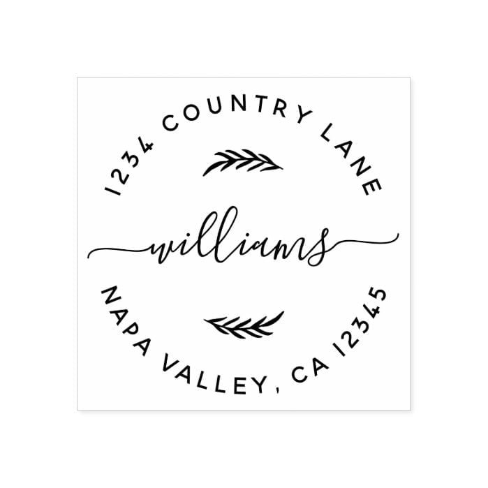 Custom Family Name Round Return Address Rubber Stamp