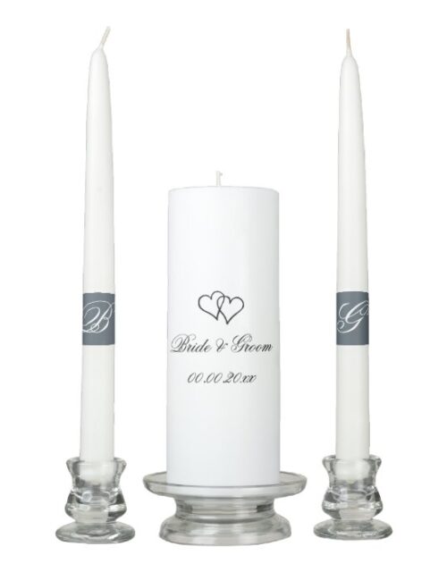 Custom interlocking heart wedding unity candle set