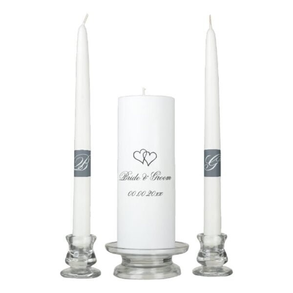 Custom interlocking heart wedding unity candle set