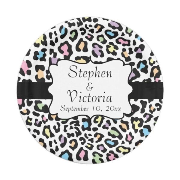 Custom Leopard Print Multi Colors Paper Plates