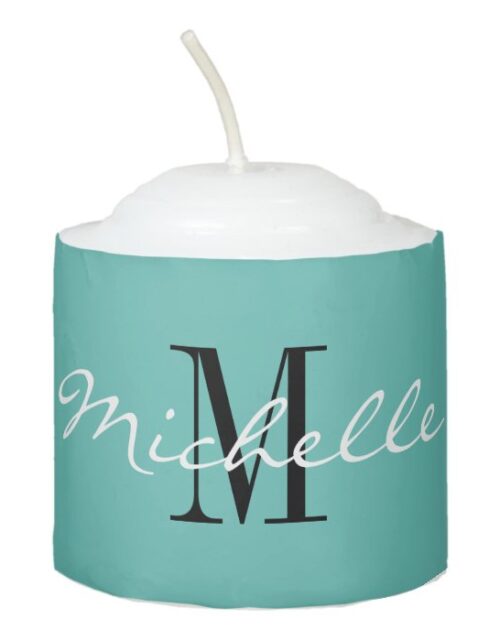 Custom monogram and color round wax votive candle