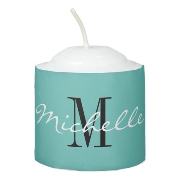 Custom monogram and color round wax votive candle