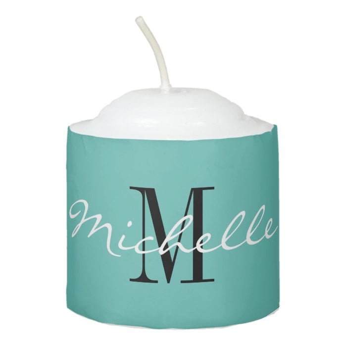 Custom monogram and color round wax votive candle