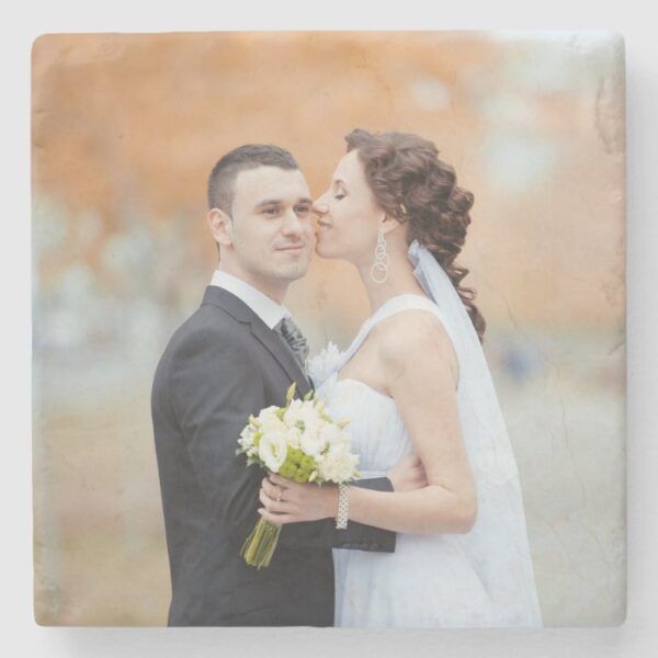 Custom Photo Wedding Favor Stone Coaster