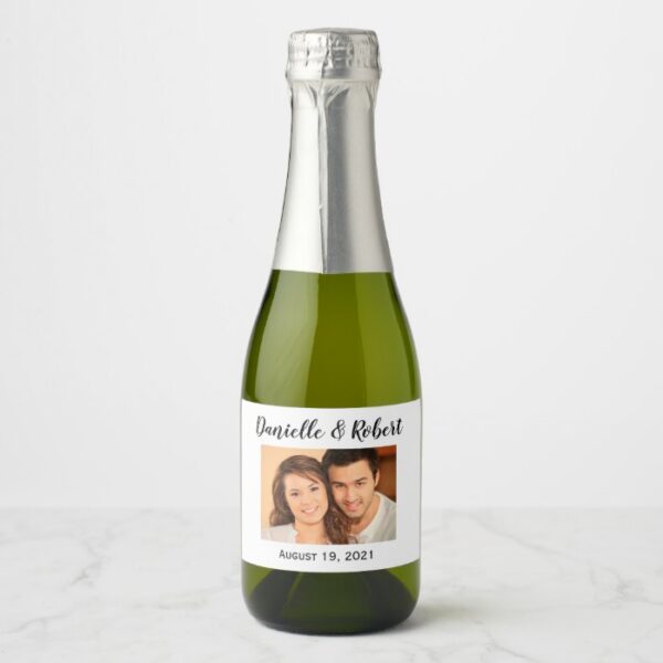 Custom Photo Wedding Mini Champagne Favor Label