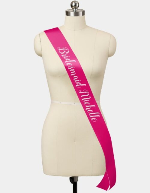 Custom pink bridal party sashes for bridesmaids
