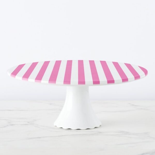 Custom Pink Stripes Pattern Cake Stand