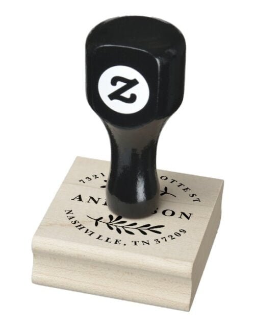 Custom return address stamp with leaves