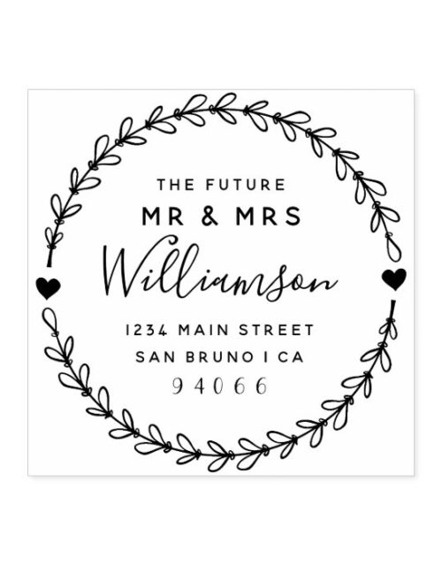 Custom Script Future Mr & Mrs Return Address Rubber Stamp