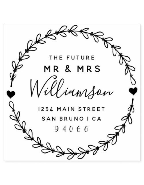 Custom Script Future Mr & Mrs Return Address Self-inking Stamp