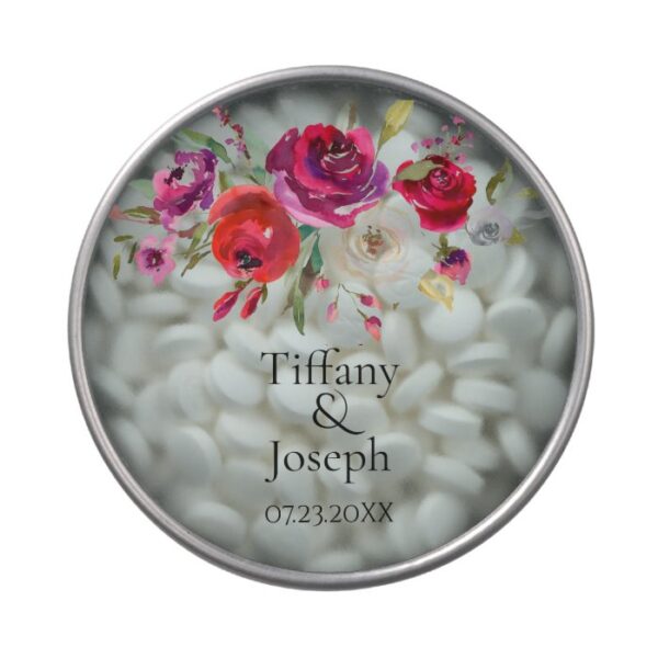 Custom Soft Floral Wedding Favor Candy Tin Mints