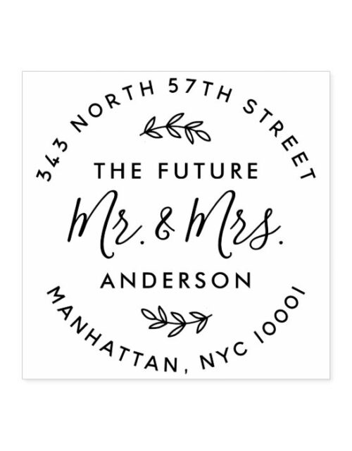 Custom The Future Mr & Mrs Wedding Return Address Rubber Stamp