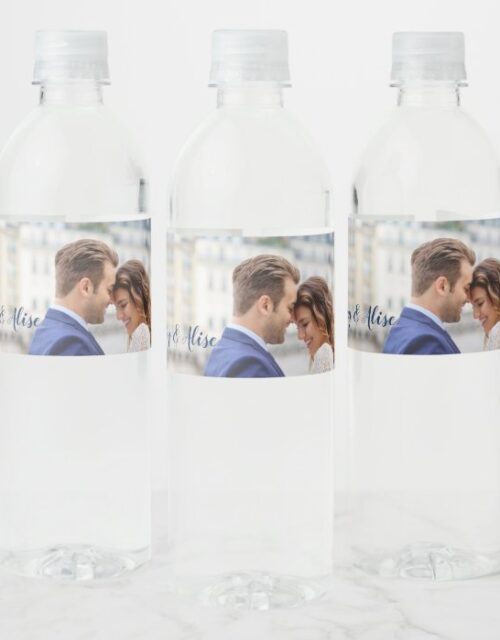 Custom Wedding Day Photo Water Bottle Label