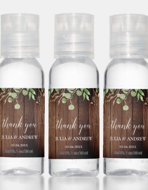 Customer specific rustic greenery hand sanitizer